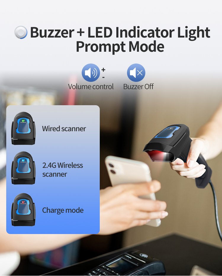 1D and 2D Qr Code Barcode Scanners Wireless+Usb Wired Scanning