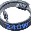 LISEN Durable 240W Type C Fast Charging Cord USB C Cable for Samsung Galaxy S24 Ultra iPad Pro iPhone 16 Series