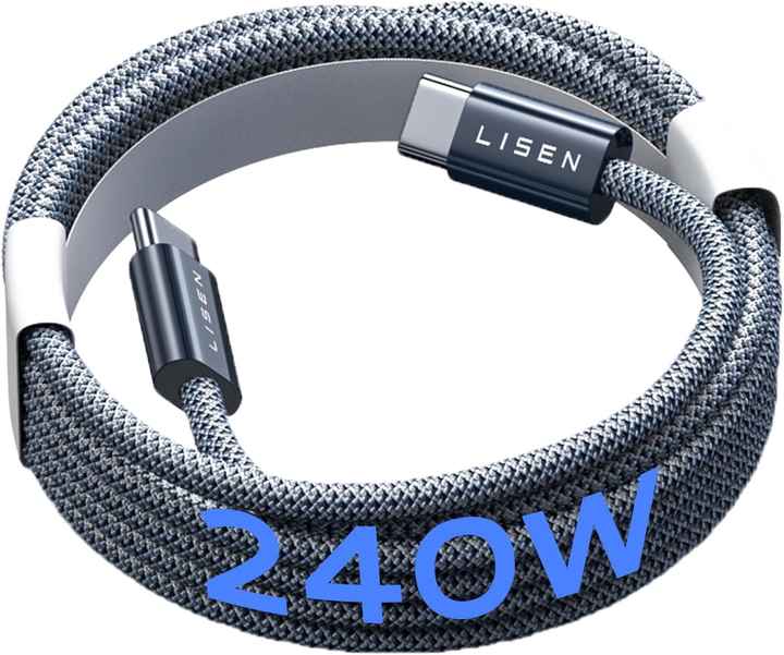 LISEN Durable 240W Type C Fast Charging Cord USB C Cable for Samsung Galaxy S24 Ultra iPad Pro iPhone 16 Series