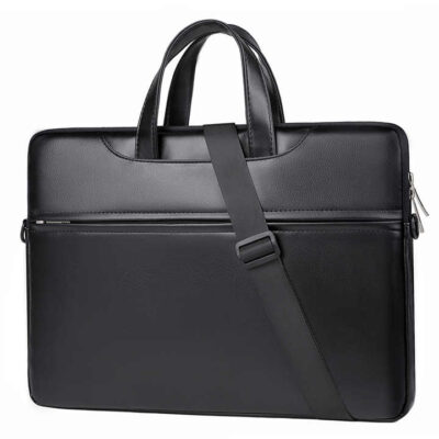 Leather Laptop Shoulder Bag for Men Women