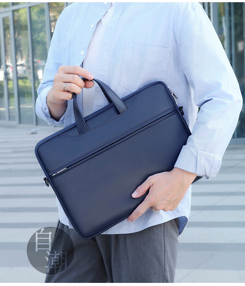 Leather Laptop Shoulder Bag Waterproof Computer Bag Portable Briefcase for Men Women