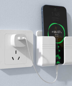 Plastic No Hole Mobile Phone Holders Multifunction Adhesive Mobile Phone Wall Charger Holder and Remote Control Stand