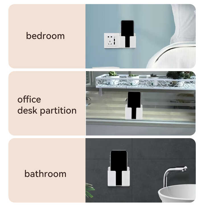 Plastic No Hole Mobile Phone Holders Multifunction Mobile Phone and Remote Control Stand Wall Charger