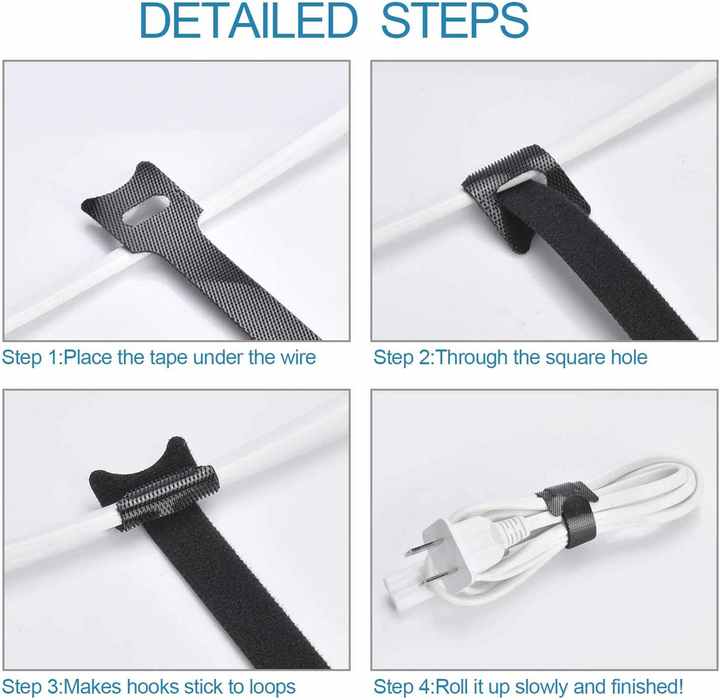 Self-Locking Cable Tie Custom Zip Ties with Hook and Loop for Secure Fastening