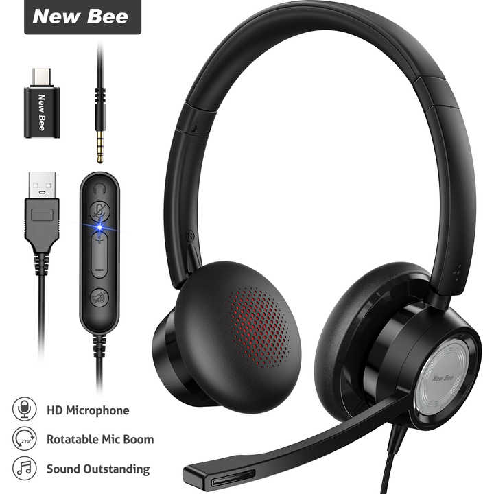 H362 Office Call Center Wired Headset for Pc Noise Reduction